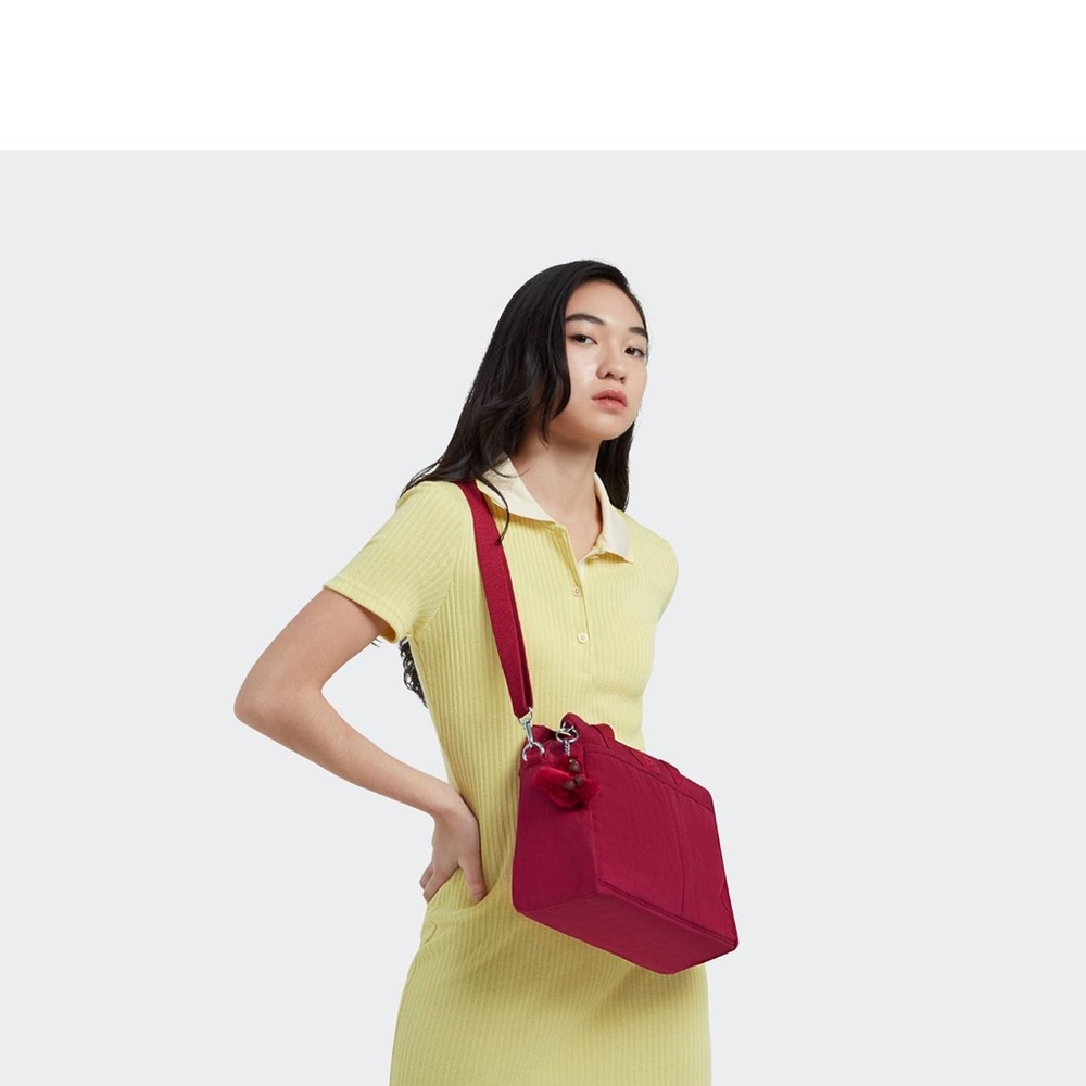 Kipling Kenzie Shoulder Bag Cherry Red Tote Bag - Picture 3 of 11